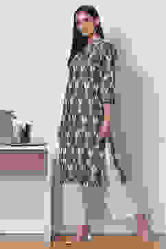 Blue and White Cotton Fusion Yarndyed Kurta Set image number 3