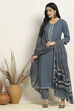 Green Cotton Printed Unstitched Suit Set image number 1