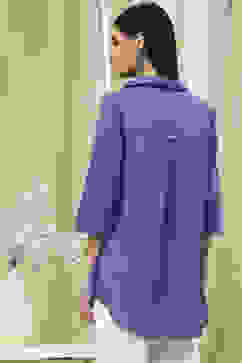 Dusk Blue Cotton Blend Solid Straight Shirt Style Kurti image number 3