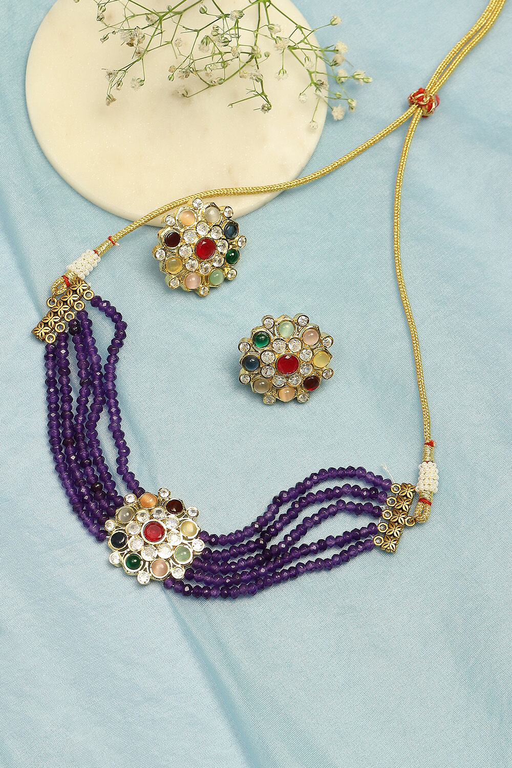 Multicolour Alloy Necklace Set image number 0