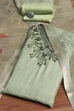 Green Chanderi Hand Embroidered Unstitched Suit Set image number 0