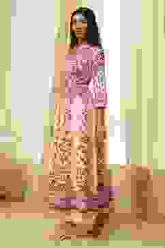 White and Rust Cotton Printed Anarkali Kurta Set image number 3