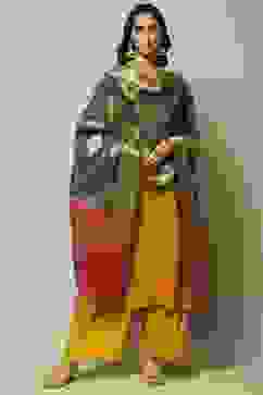 Grey Art Silk Yarndyed Dupatta image number 2