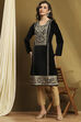 Black Velvet Embroidered Straight Kurta image number 0