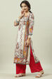 Ecru Rayon Straight Printed Kurta image number 3