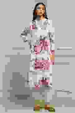 White and Purple Printed Straight Kurta image number 5