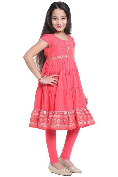 Coral Cotton Anarkali Suit image number 3