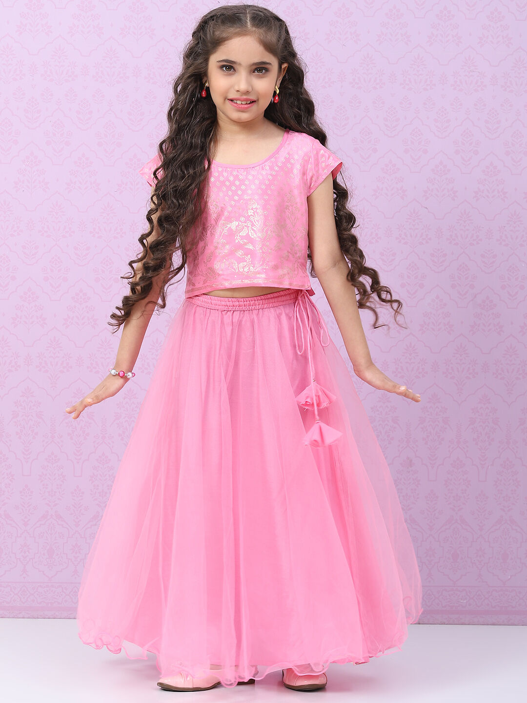 Pink Viscose Lehenga Set image number 0