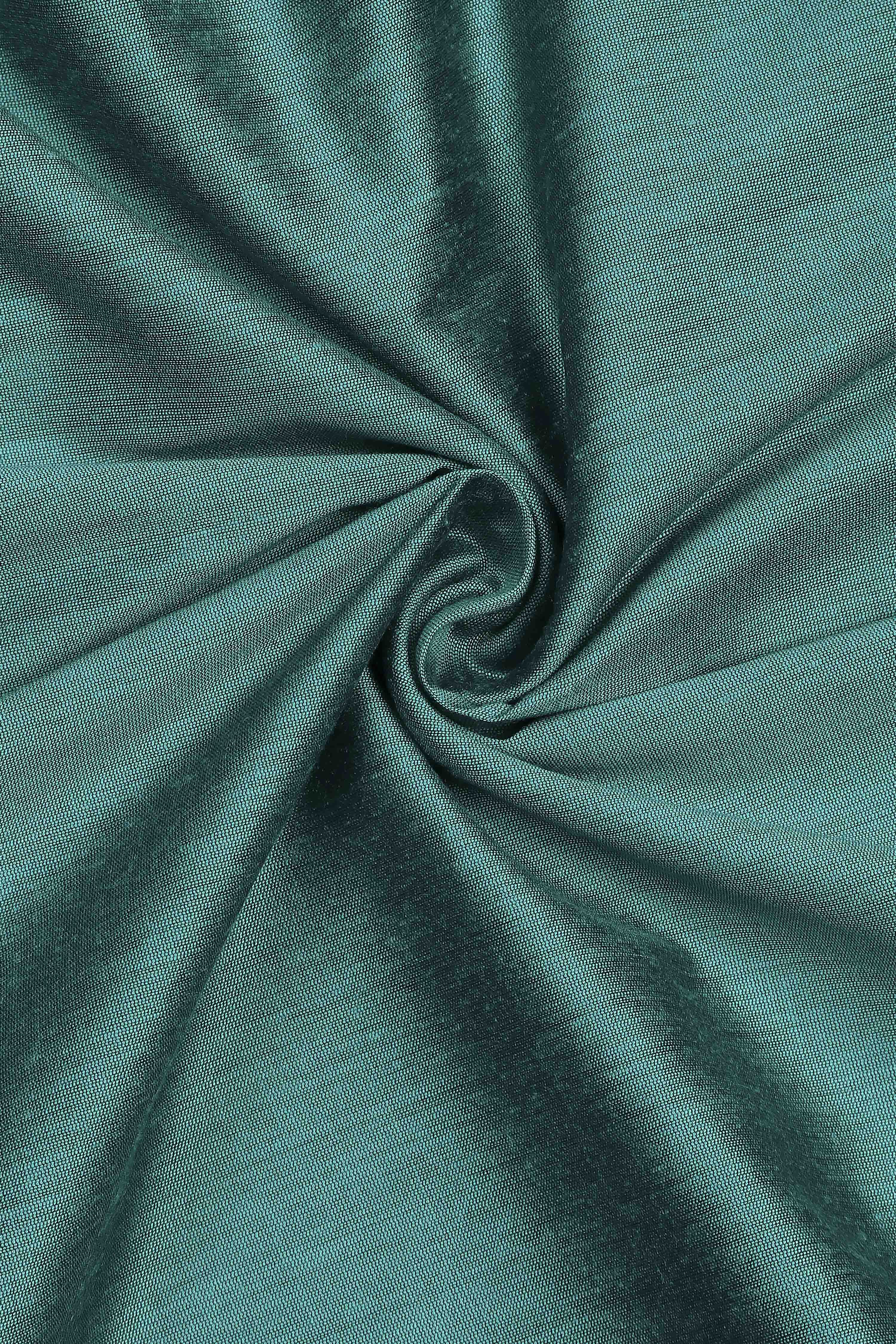 Bottle Green Cotton Jamdani Unstitched Suit Set image number 2