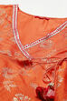 Orange Polyester Front Open Printed Suit Set image number 1