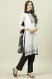 White Cotton Machine Embroidered Unstitched Suit Set image number 6