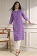 Purple Cotton Ikat Straight Kurta