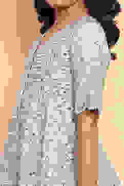 Green Viscose Blend Peplum Suit Set image number 1