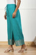 Blue Jacquard Solid Straight Palazzo Pants image number 2
