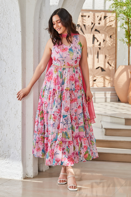 Floral Printed Anarkali Suit