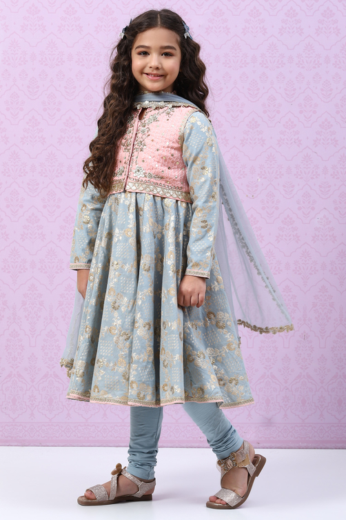 Silk Anarkali Suit Set for Girls