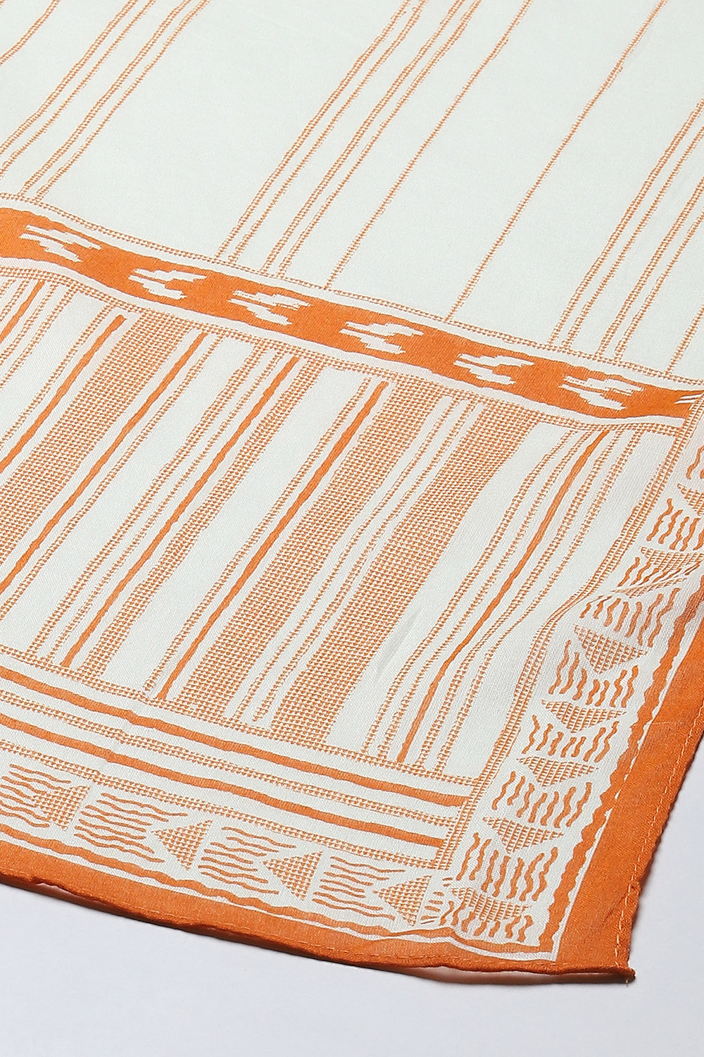 Off White Cotton A-Line Kurta Palazzo Suit Set image number 3