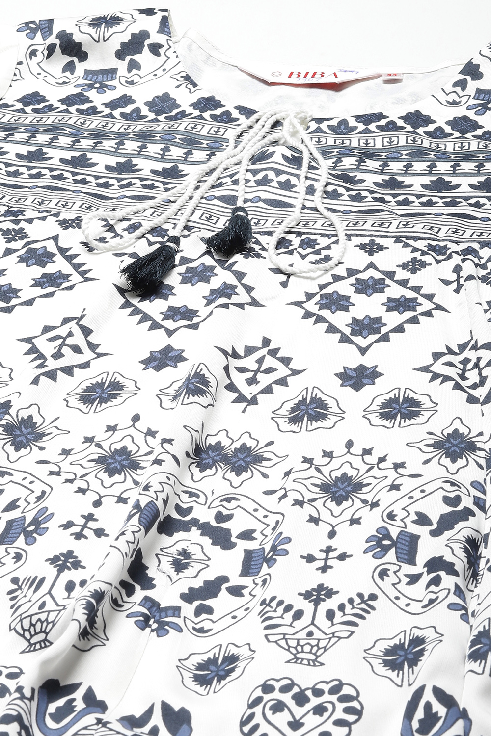 Black And White Viscose Flared Kurta Set image number 1