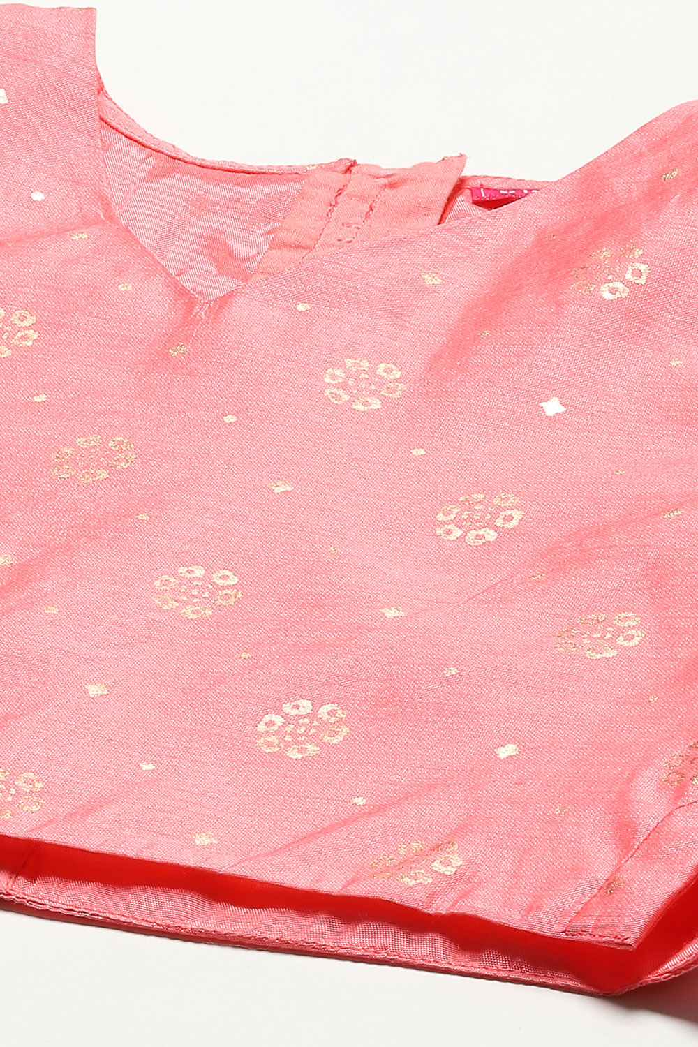 Red Art Silk Printed Short Top Lehenga Set image number 1
