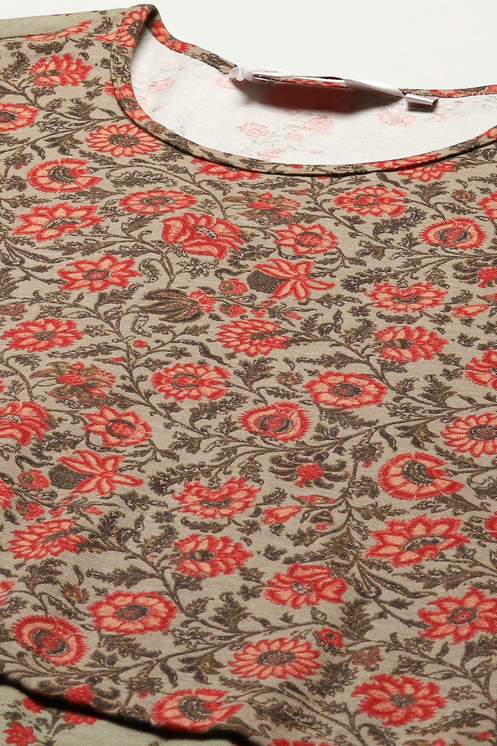 Sage Green Cotton Blend Printed Nightdress image number 1