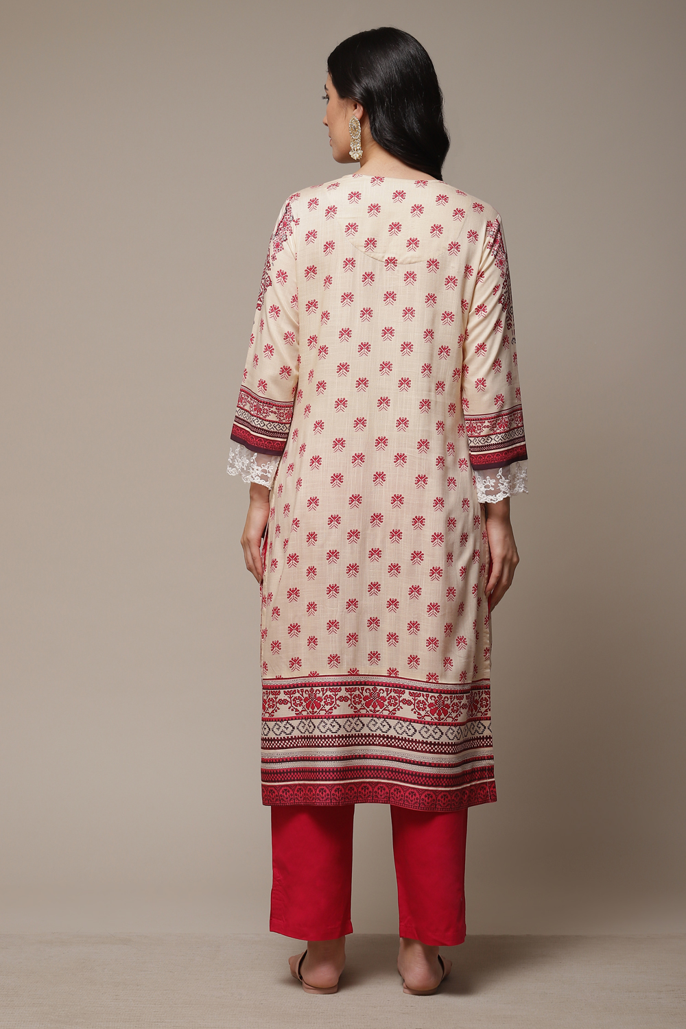 Blue LIVA Straight Printed Kurta image number 2