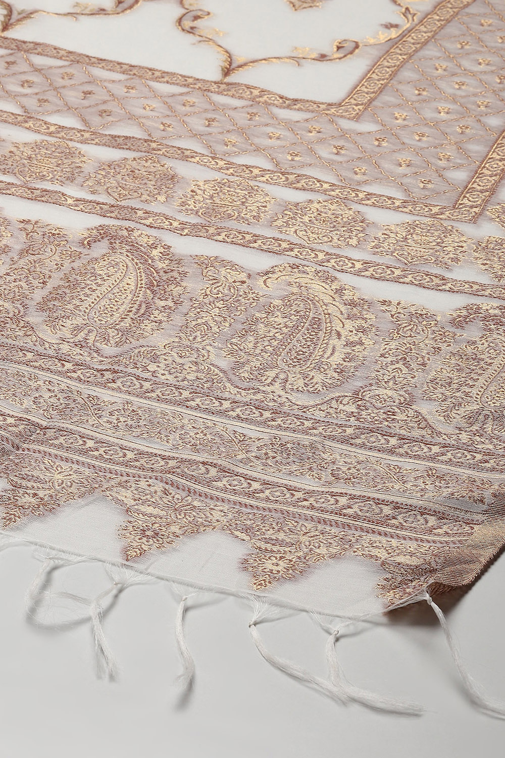 Cream Cotton Silk Straight Yarndyed Kurta Sharara Suit Set image number 3