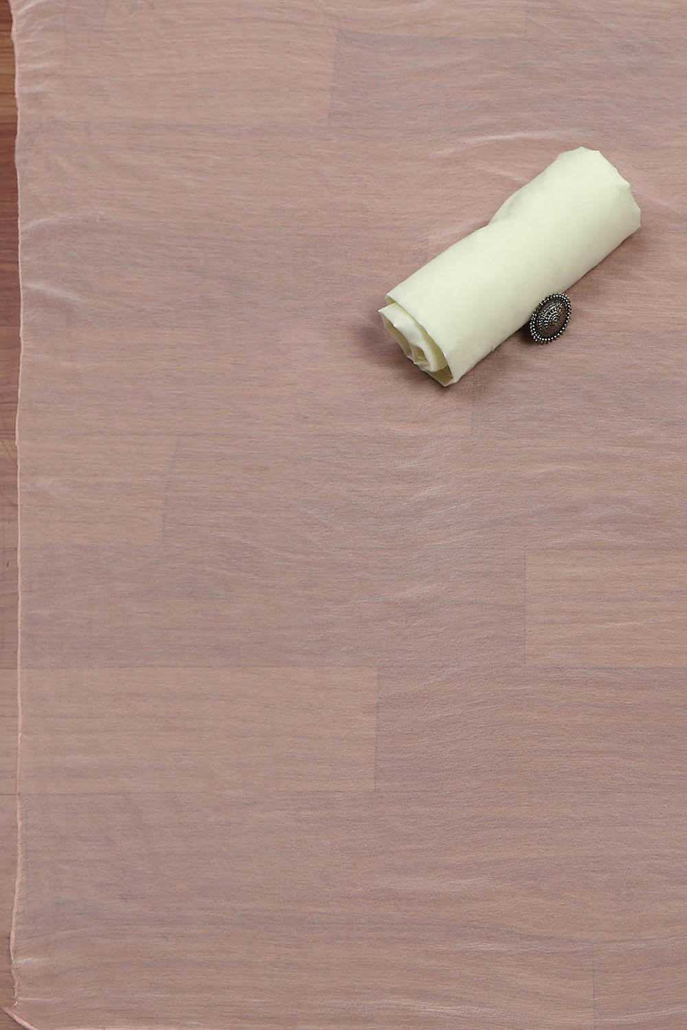 Peach Modal Satin Machine Embroidered Unstitched Suit Set image number 3