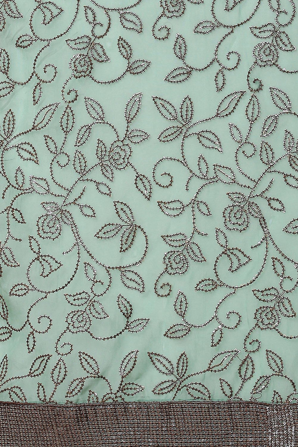 Green Organza Satin Unstitched Suit Set image number 3