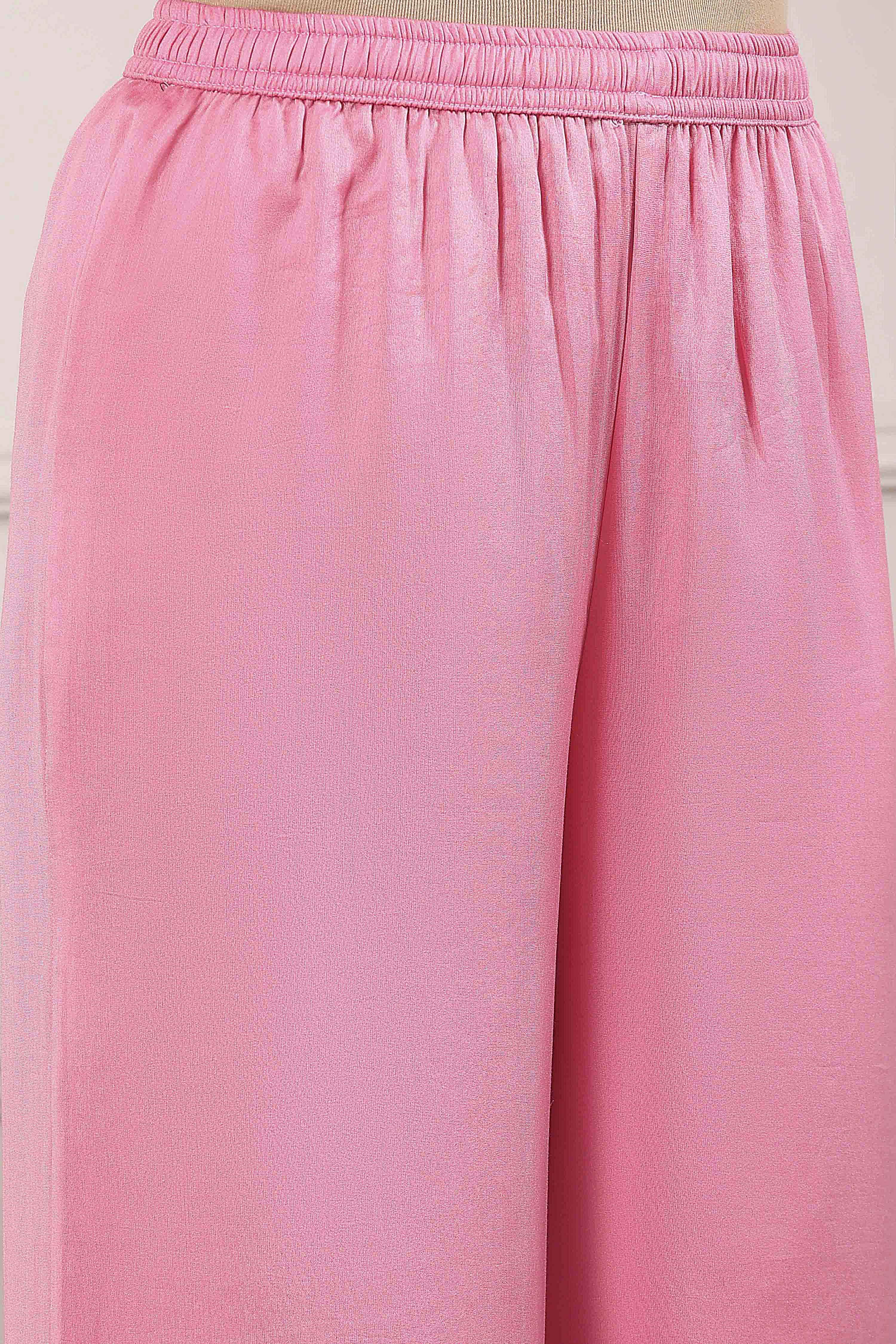 Rose Pink Cotton Silk Anarkali Suit Set image number 2