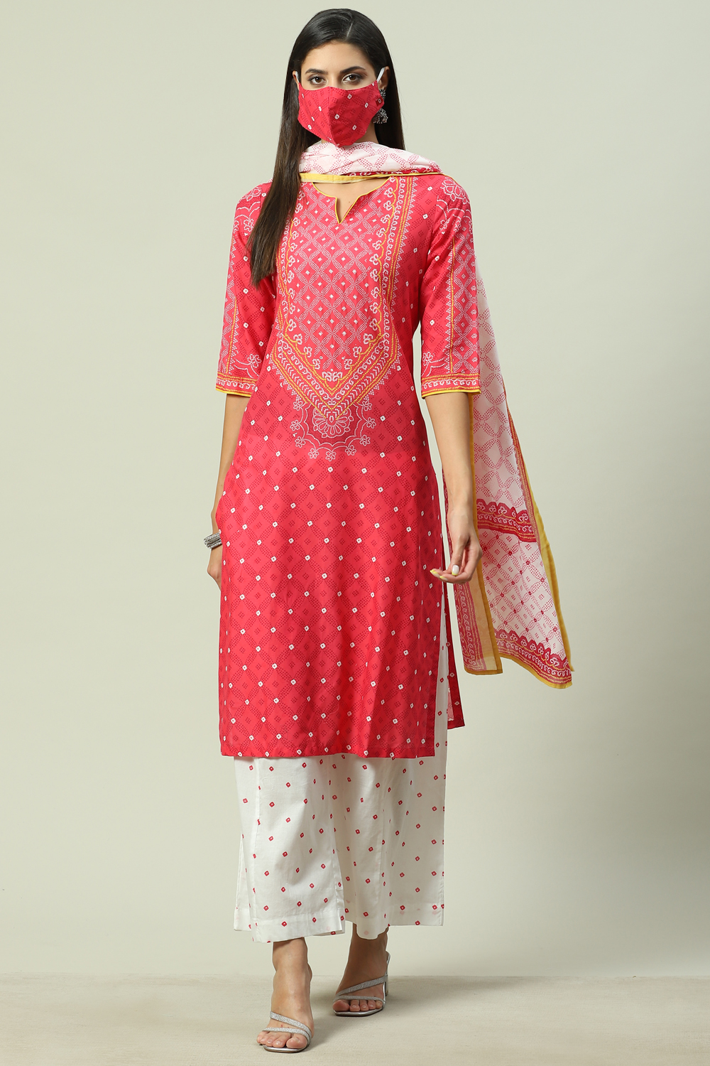 Blue Cotton Straight Kurta Flared Palazzo Suit Set image number 5