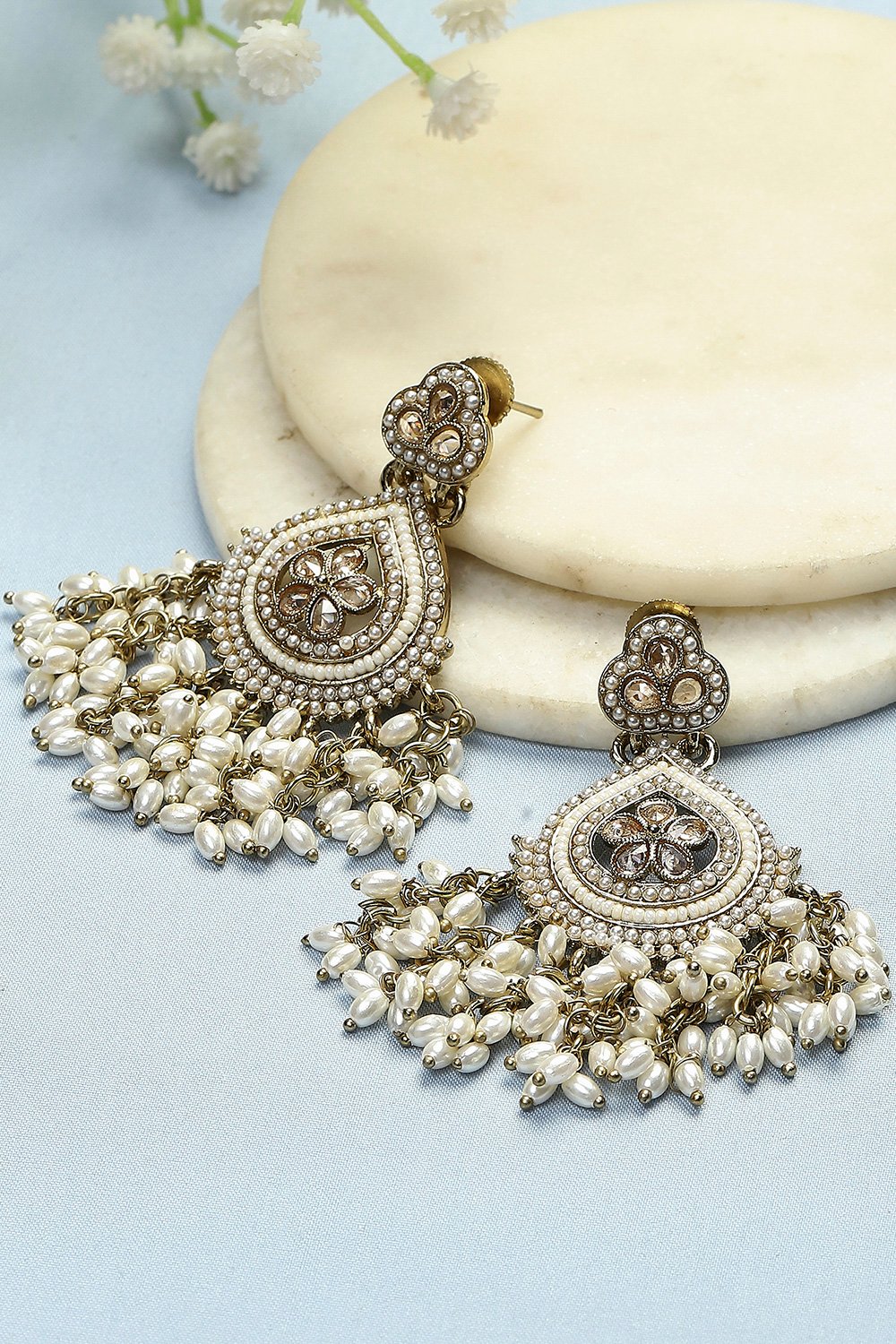 White Alloy Drop & Danglers image number 0