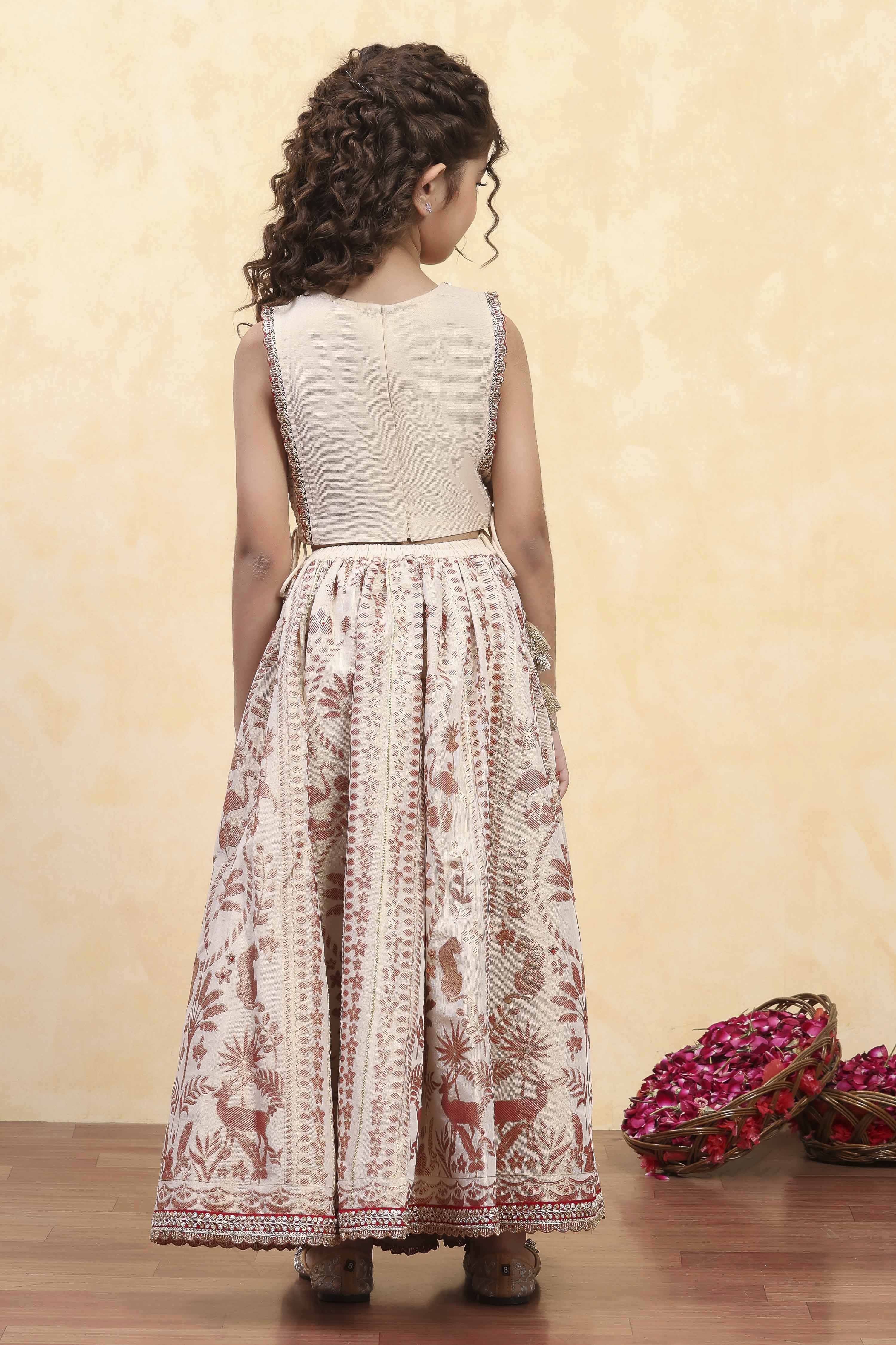 Neutral Cotton Yarndyed Kalidar Suit Set image number 3