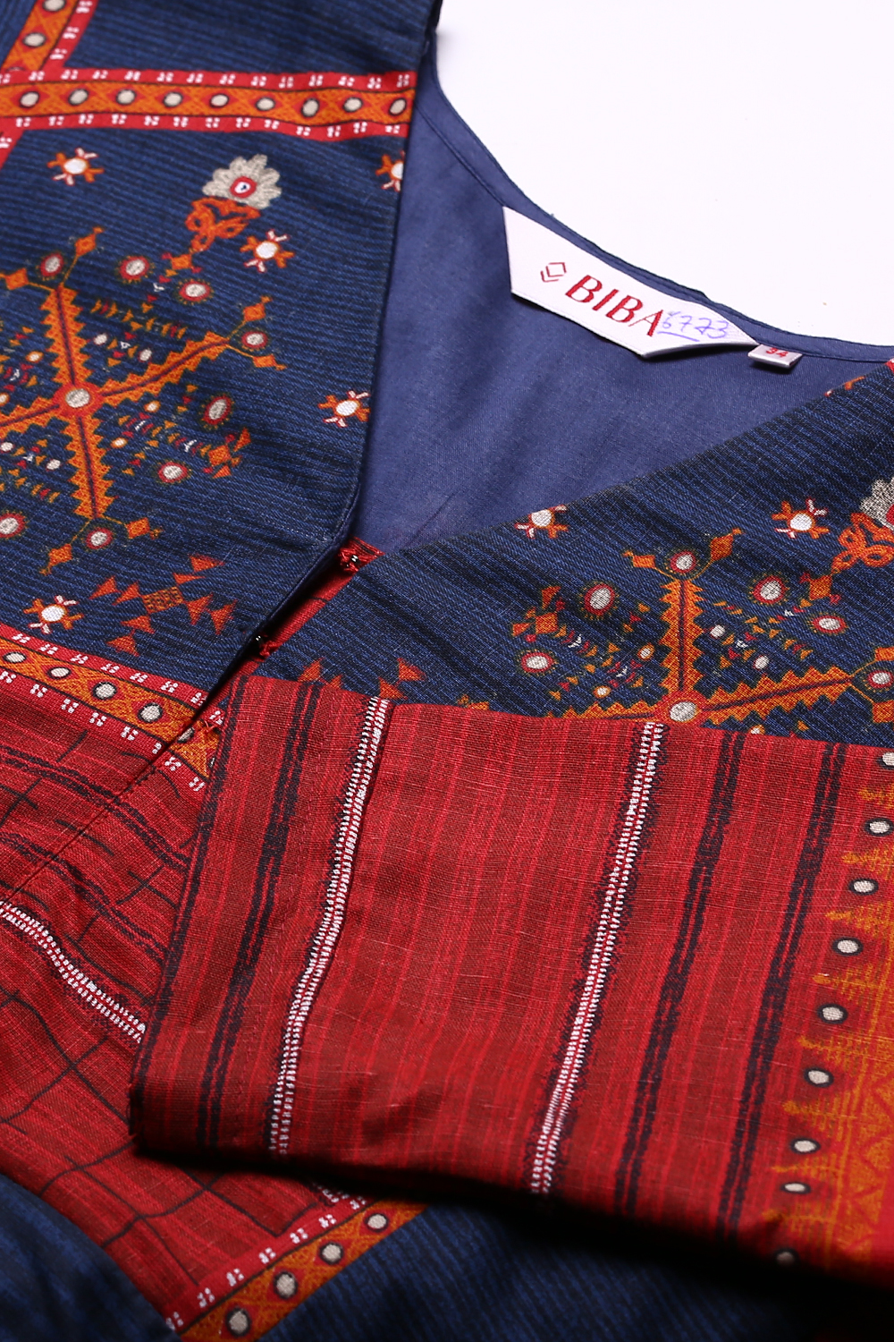 Blue Cotton Anarkali Kurta Churidar Suit Set image number 4