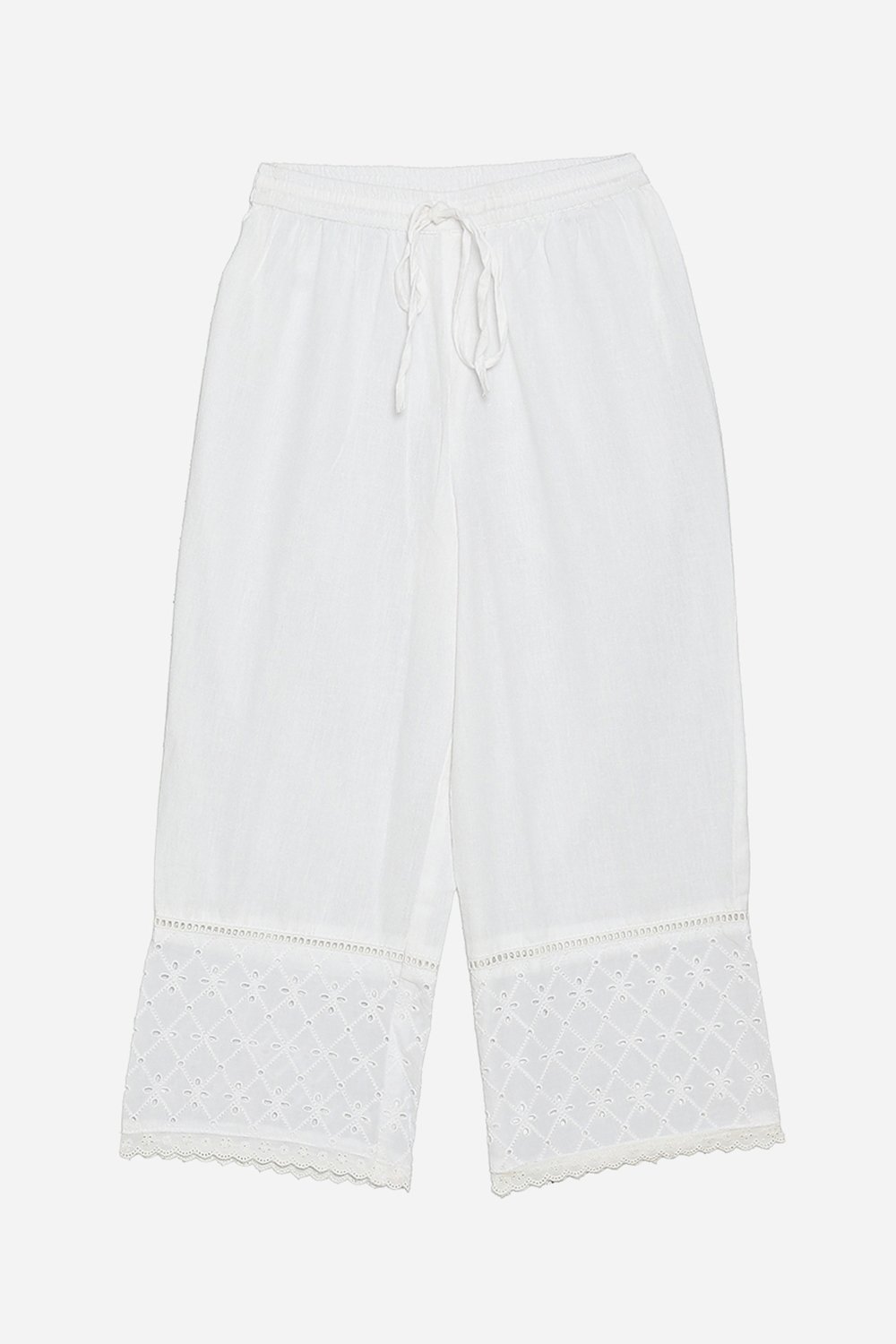 White Cotton Schiffli Kurta and Palazzo Set image number 2