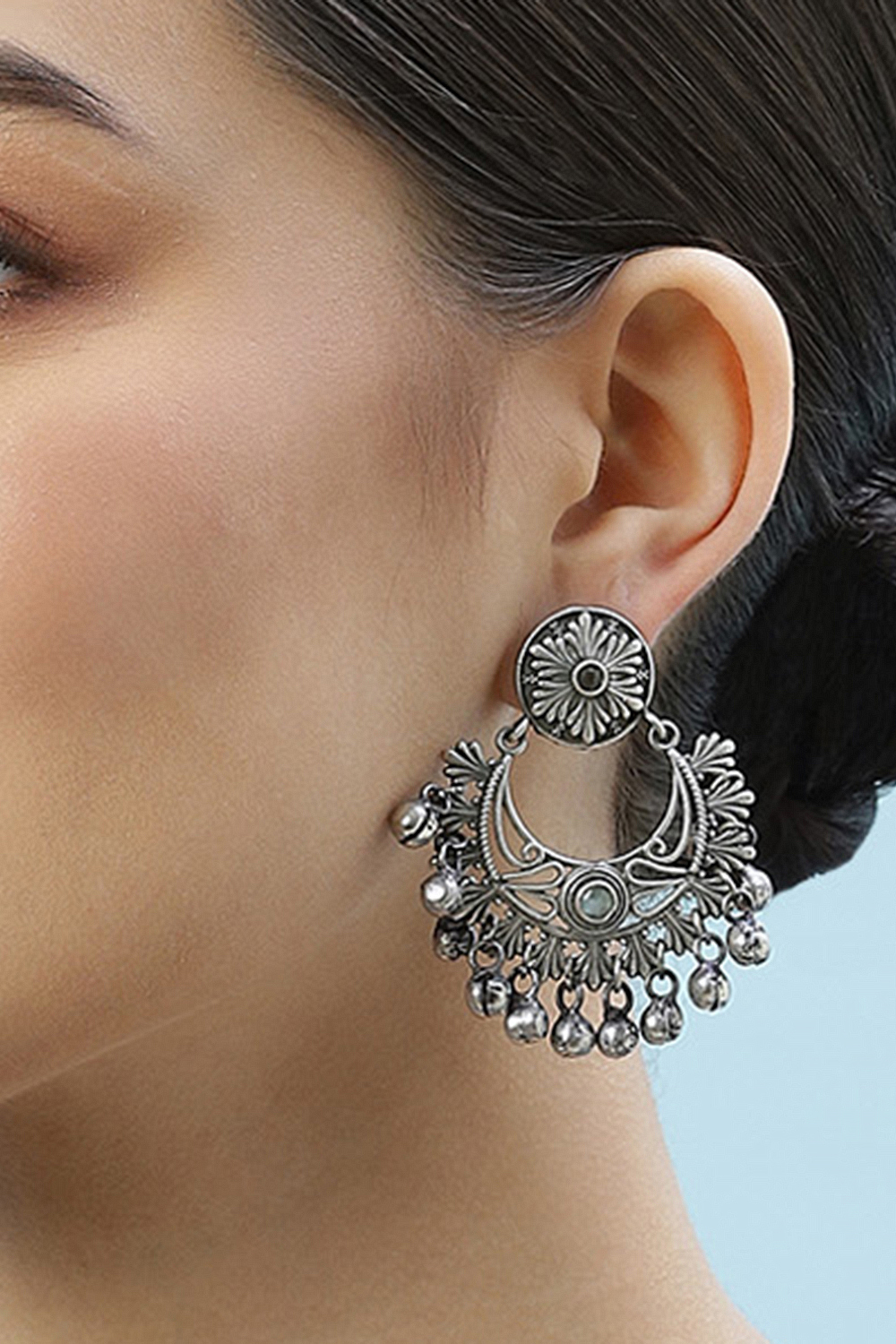 Oxidised Brass Earrings image number 1