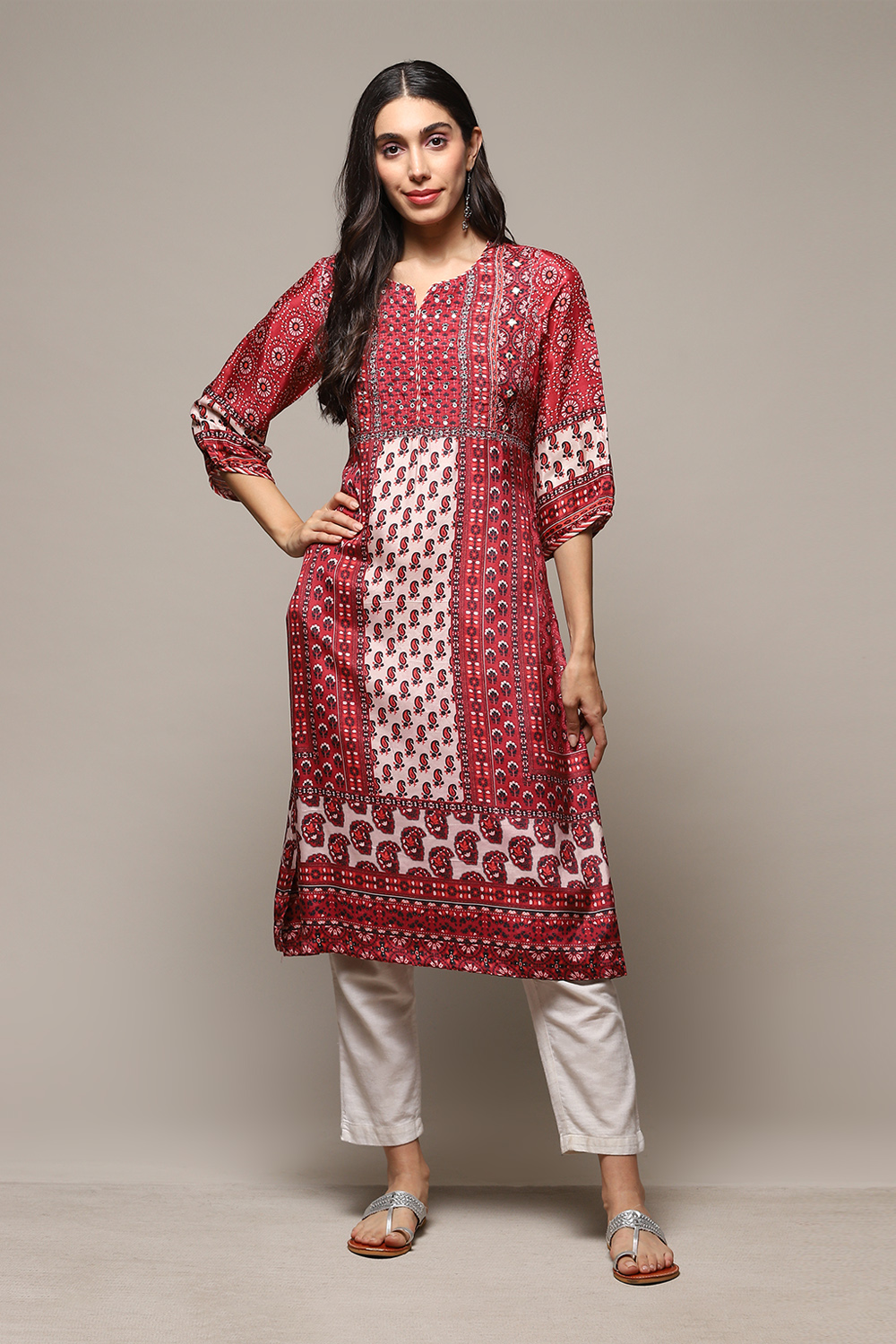 Ivory Viscose A Line Kurta image number 0