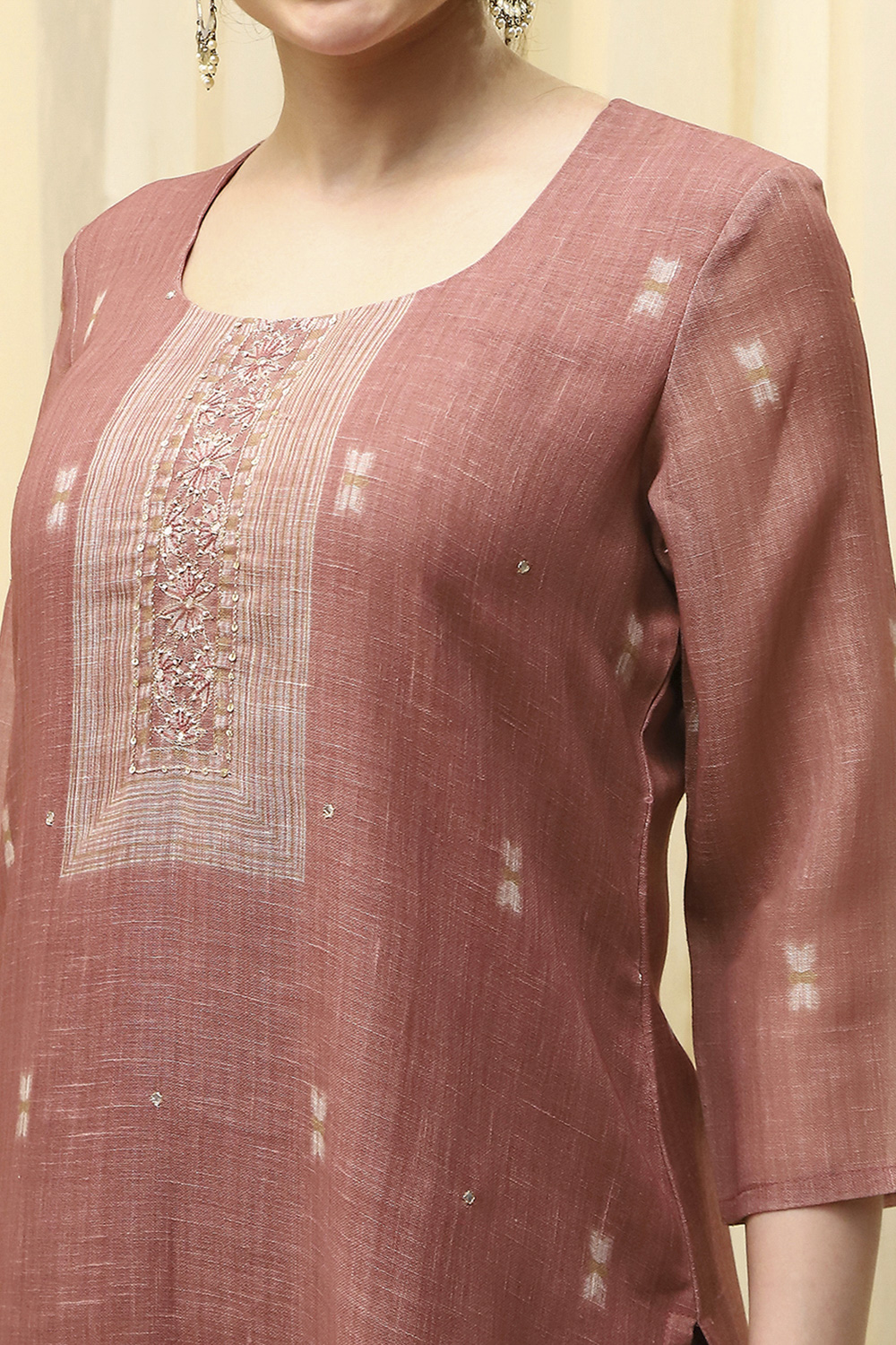 Coral Cotton Printed Embroidered Unstitched Suit Set image number 2