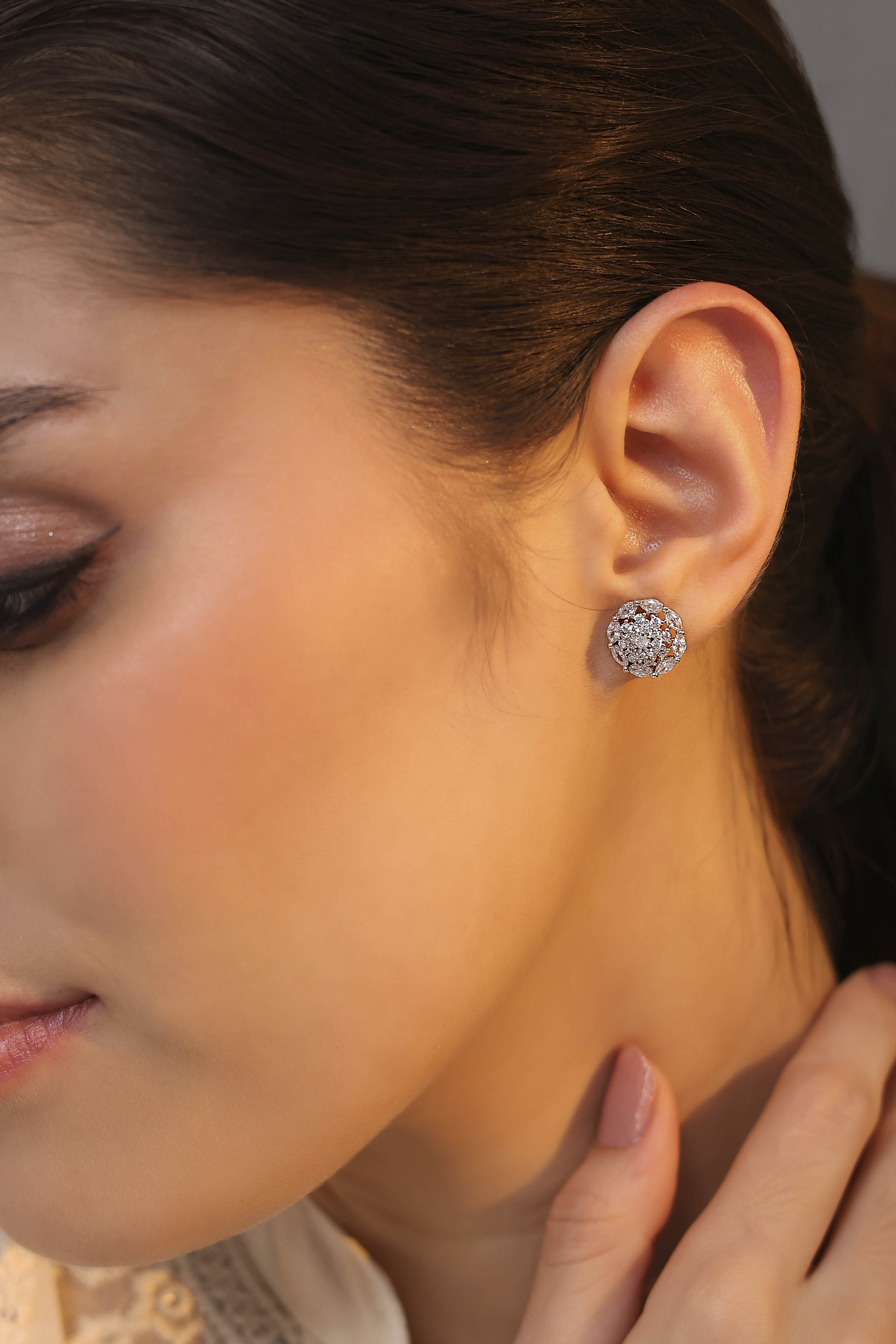 White Brass Cz Studs image number 1