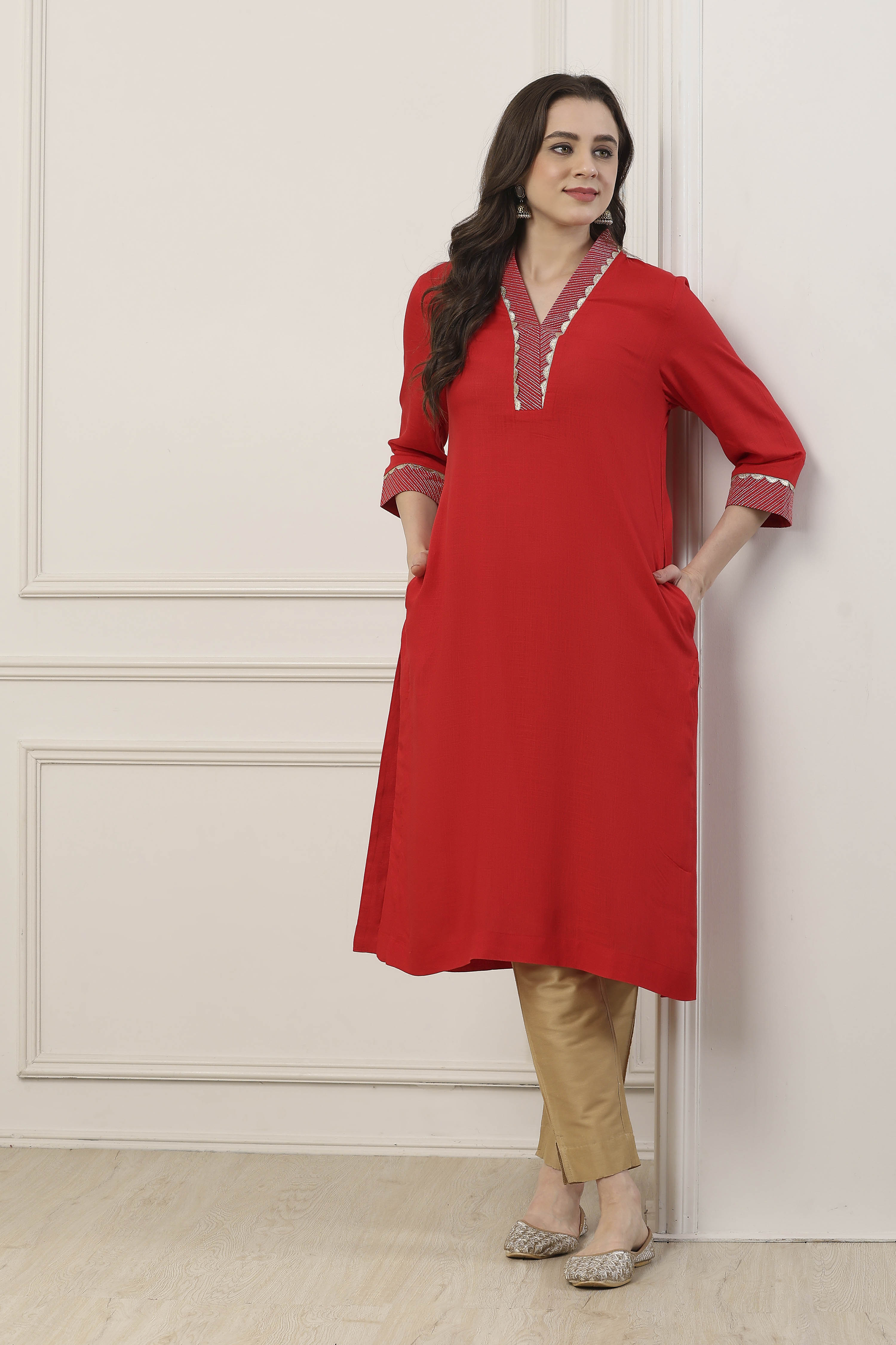 Blue Viscose Rayon Straight Kurta image number 0