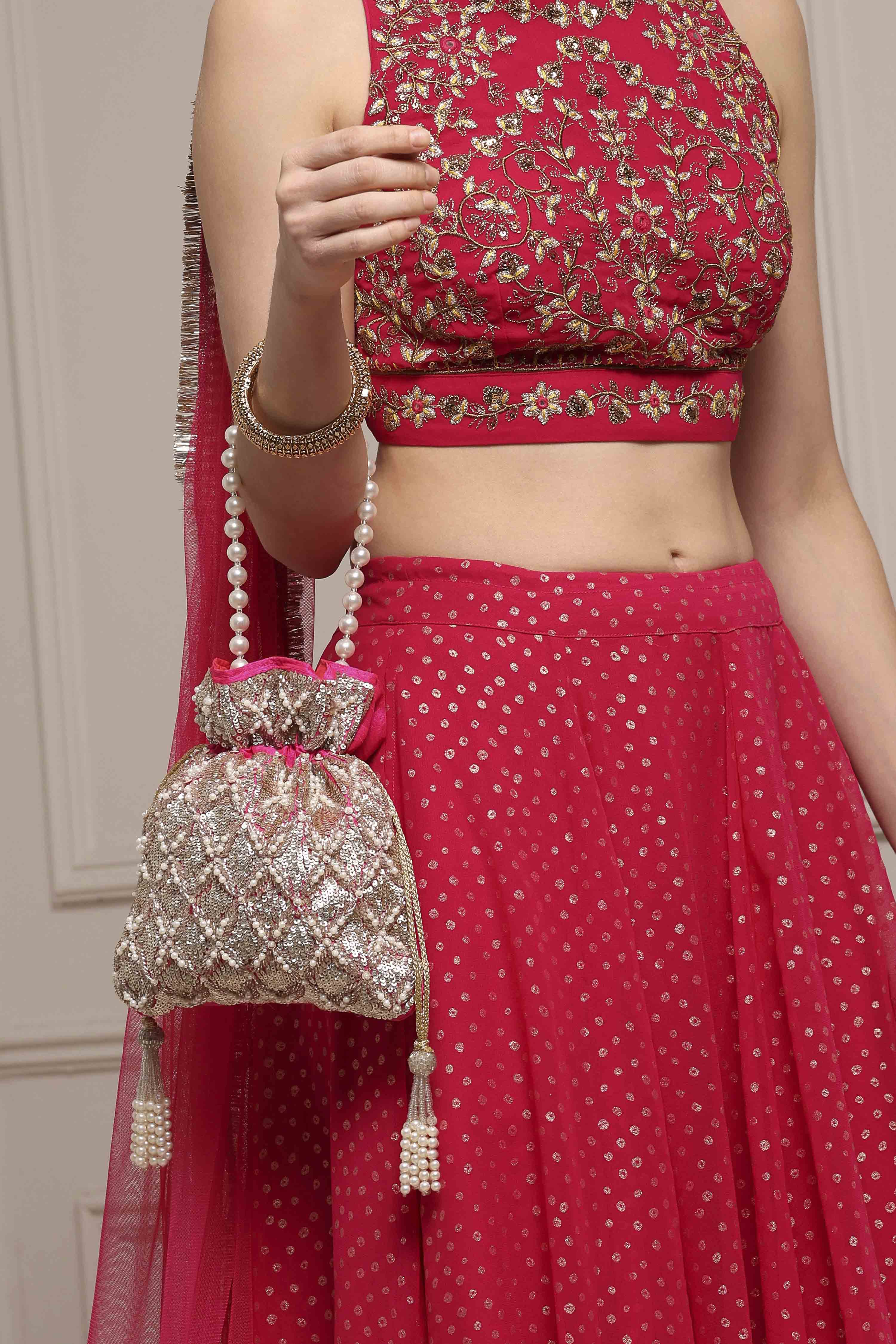 Fuchsia Fabric Potli Bag image number 7