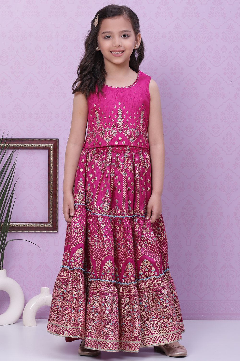 Green Art Silk Flared Lehenga image number 5