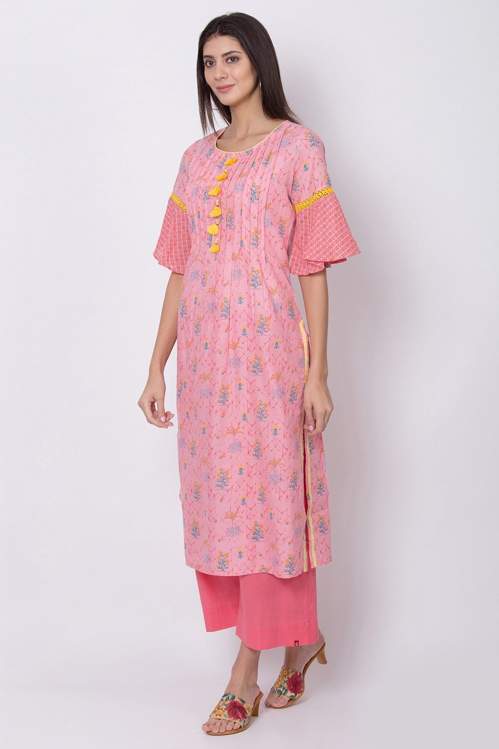 Pink Straight Kurta image number 2