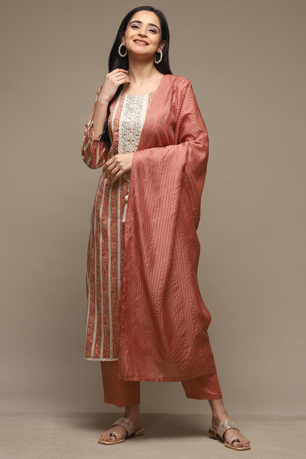 Multicolour Cotton Digital Print Unstitched Suit Set image number 1