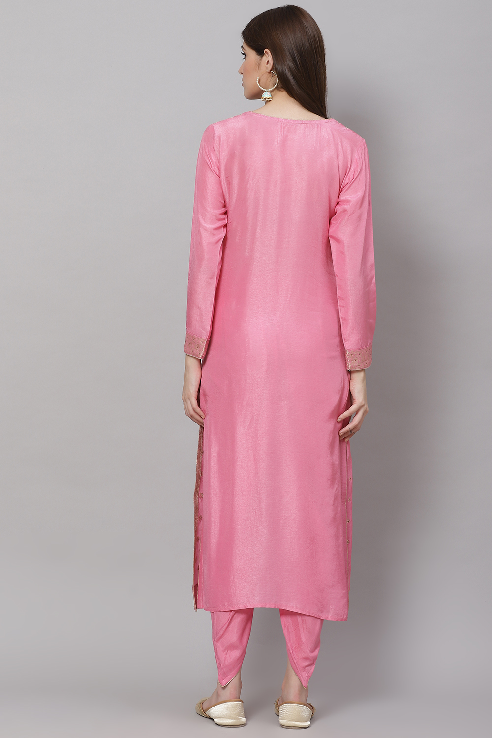 Light Brown Silk & Tussar Machine Embroidered Unstitched Suit Set image number 6