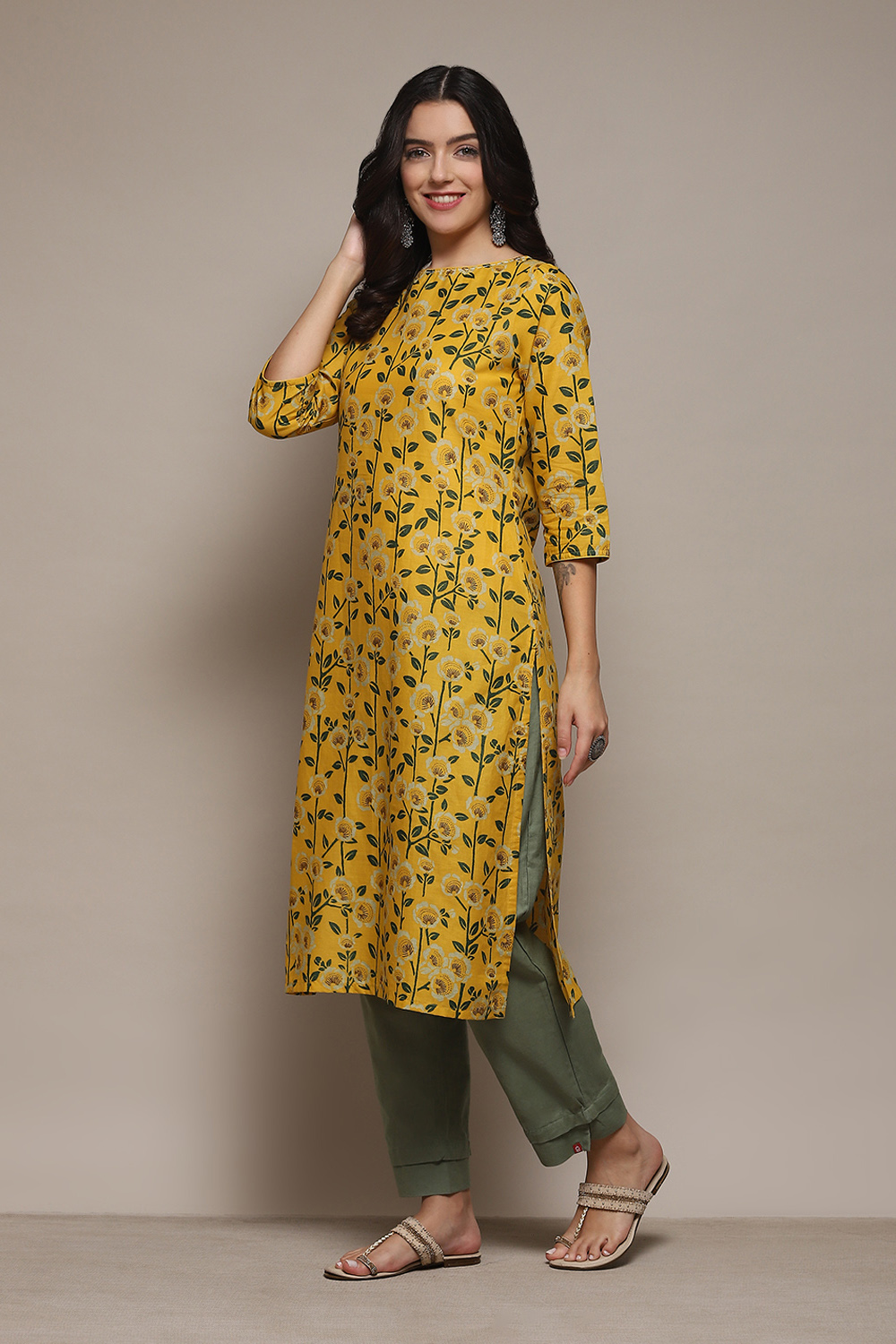 Fuchsia Cotton Straight Printed Kurta image number 3