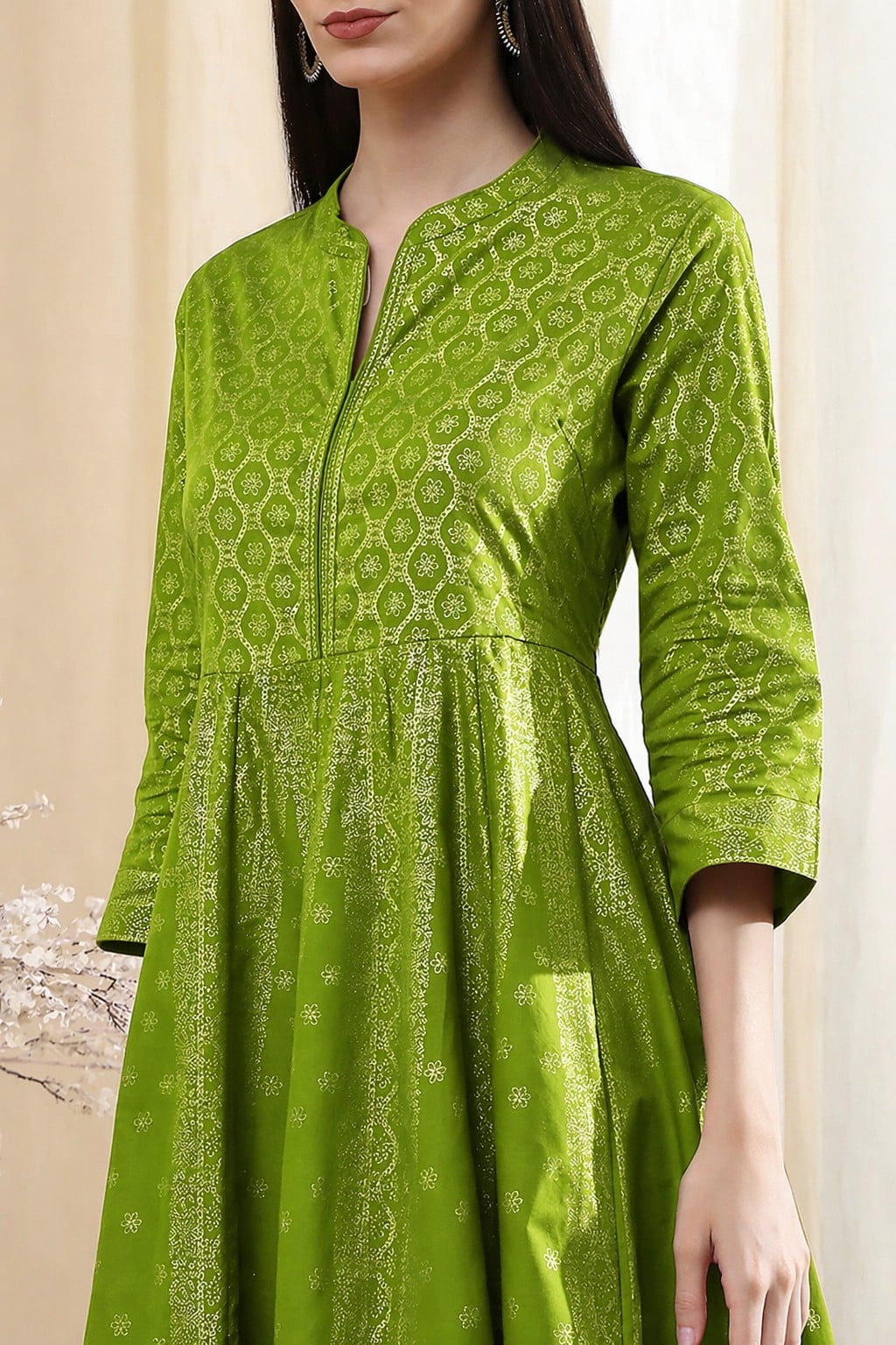 Lavender Cotton Layered Anarkali Dress image number 1