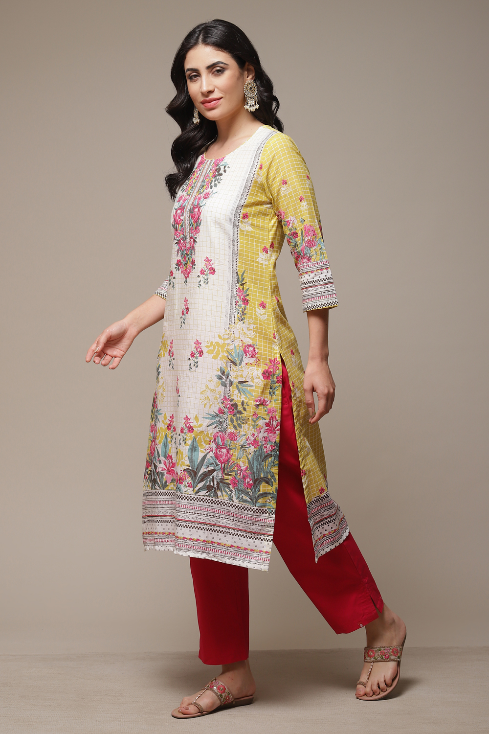 Sky Blue LIVA Straight Printed Kurta image number 3