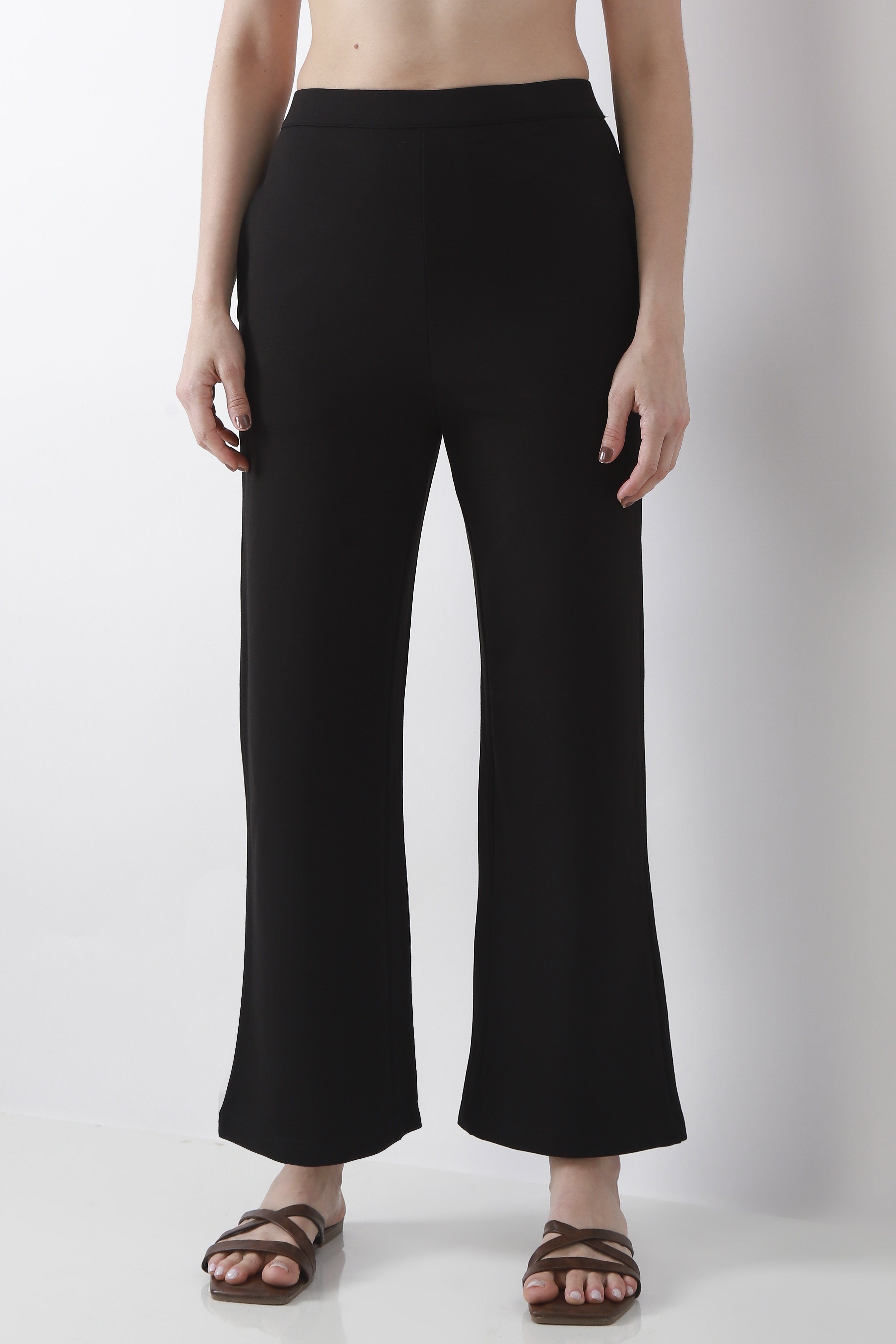 Black Viscose Blend Loose Pants image number 4
