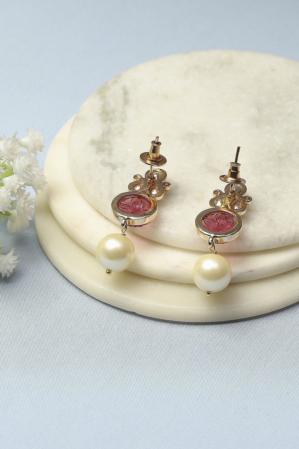 Pink Stone Statement Earrings image number 2