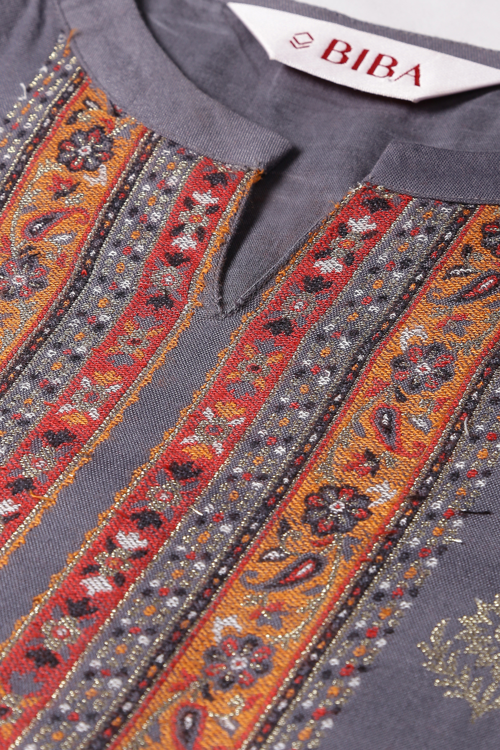 Grey Woollen Spun A-Line Kurta Narrow Pants Suit Set image number 1